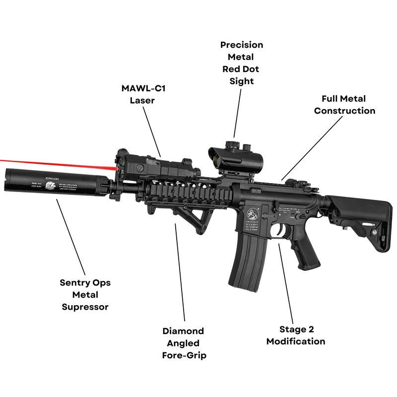 "Navy Ops Extreme" (Black) Double Bell Comp GBU Custom - Gel Blaster (Metal)